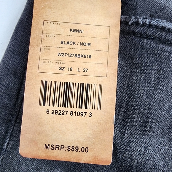 Silver Jeans Women SZ18/L27 Black Kenni Girlfriend Skinny Leg Mid Rise Denim NWT - Picture 12 of 14